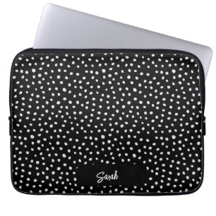 Personalized White Polka Dots Print Laptop sleeve