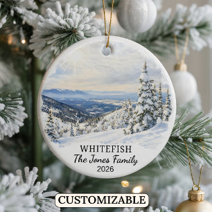 Personalized Whitefish Ornament, Custom Montana Ceramic Tree Decoration