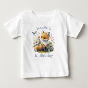 Personalized WILD ONE First Forest Fox Baby T-Shirt