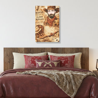 Personalized Wild West Wanted Cowboy Canvas Print
