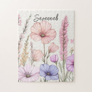Personalized Wildflower Botanical  Jigsaw Puzzle