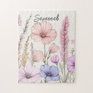Personalized Wildflower Botanical Jigsaw Puzzle