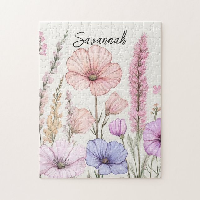 Personalized Wildflower Botanical  Jigsaw Puzzle (Vertical)