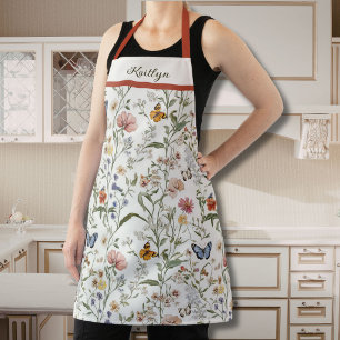 Personalized Wildflower Butterfly Floral Garden  Apron