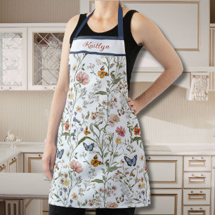 Personalized Wildflower Butterfly Floral Garden  Apron