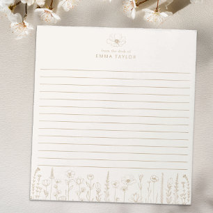 Personalized Wildflower Taupe Desk Notepad