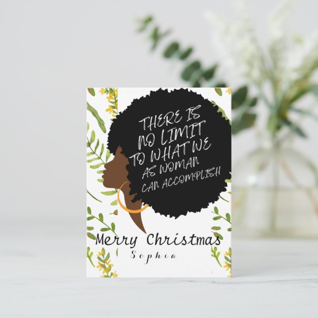 Personalized wildflowers afro quote Christmas  Postcard (Standing Front)