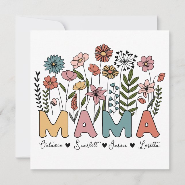 Personalized Wildflowers Flat Mother's Day Card (Front)