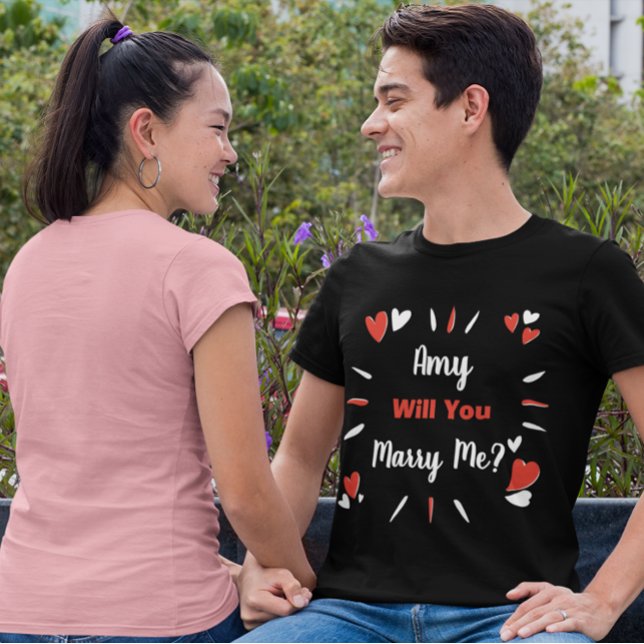 Personalized “Will You Marry Me?” Heart Design T-Shirt (Creator Uploaded)