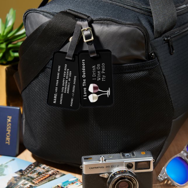 Personalized Wine Drinker's Luggage Tag (Front & Back)