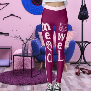 Personalized Wine Light Pink Stripes Pet Cat  Leggings