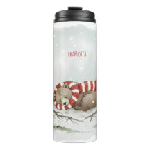 Personalized Winter Bear Tumbler – Sleeping Animal