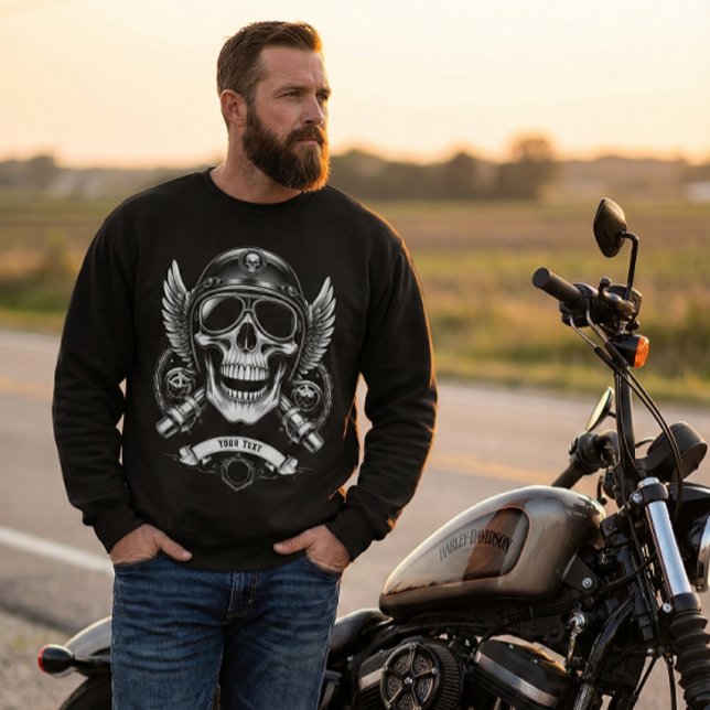 Personalized Winter Biker Skull Motorcycle Sweatshirt (Creator Uploaded)