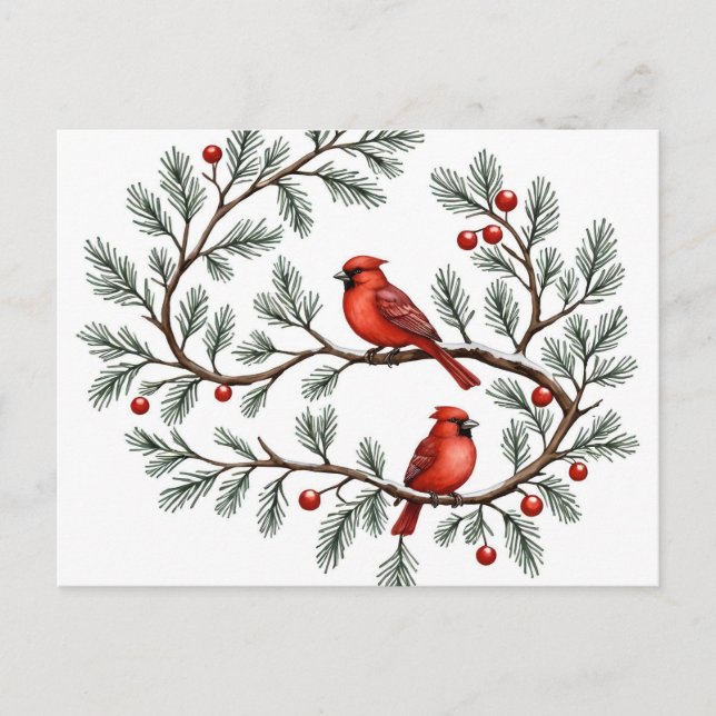 Personalized Winter Cardinal Holiday, Christmas, Postcard (Front)