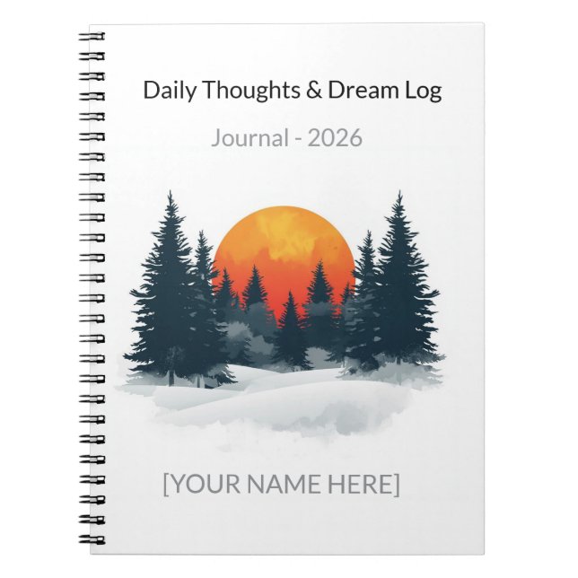 Personalized Winter Forest Watercolor Notebook (Front)