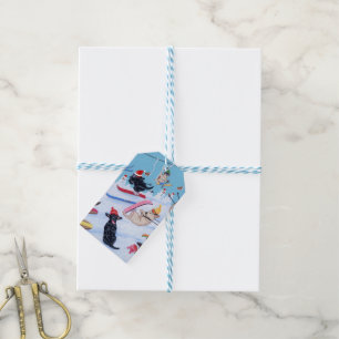 Personalized Winter Fun Christmas Skiing Labradors Gift Tags