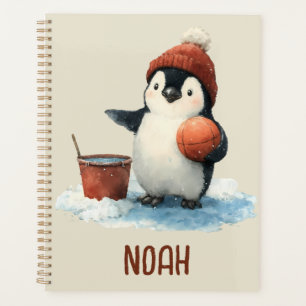 Personalized Winter Penguin Basketball Kid Planner