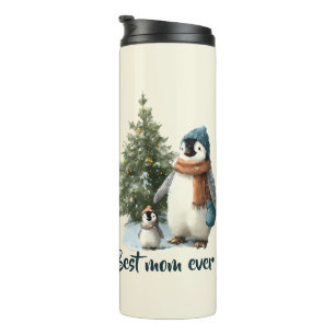 Personalized Winter Penguin “Best Mom Ever” Thermal Tumbler