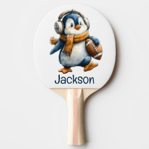 Personalized Winter Penguin Football Kid Ping Pong Paddle