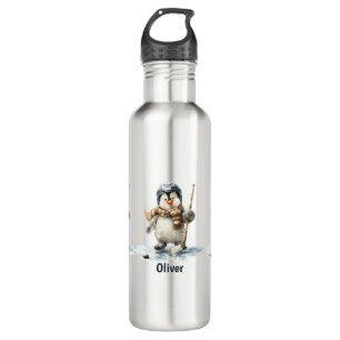 Personalized Winter Penguin Hockey Kid 710 Ml Water Bottle