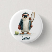 Personalized Winter Penguin Tennis Kid