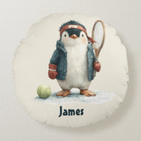 Personalized Winter Penguin Tennis Kid