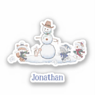 Personalized Winter Snowball Fight Animals  