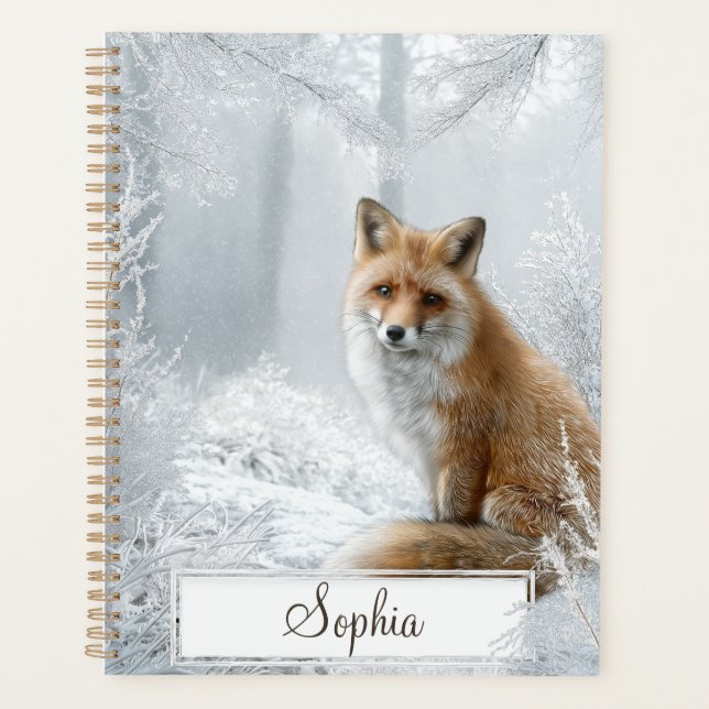Personalized Winter Woodland Fox Planner (Front)