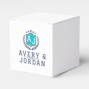 Personalized wite blue Monogram Wedding  Favour Box