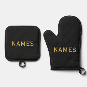 Personalized With 2 Last Name or Nickname on Them Oven Mitt & Pot Holder Set
