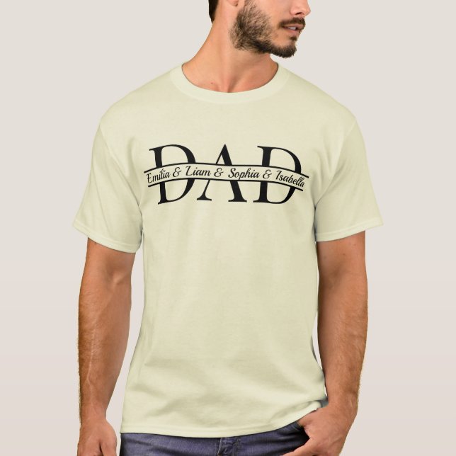 Personalized with Kids Names Dad T-Shirt (Front)