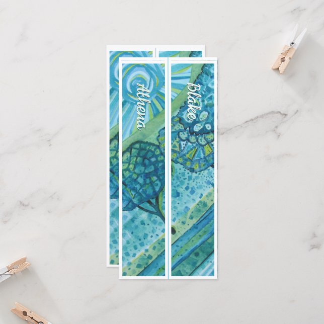 Personalized With Name Whimsical Two Bookmarks (Front/Back In Situ)