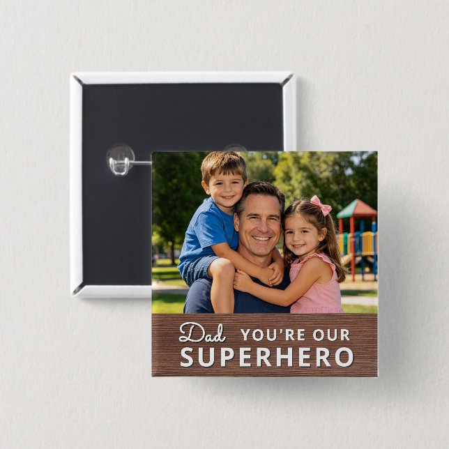 Personalized with Photo and Text 15 Cm Square Badge (Front & Back)