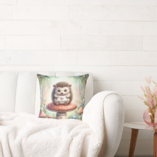 Personalized Woodland Hedgehog Throw Pillow