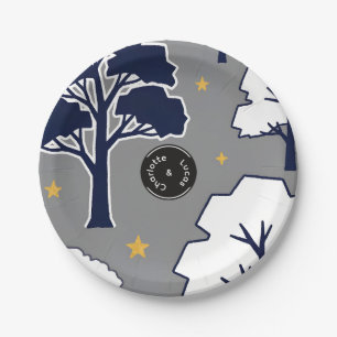 Personalized Woodland Tree and Star Paper Plates 