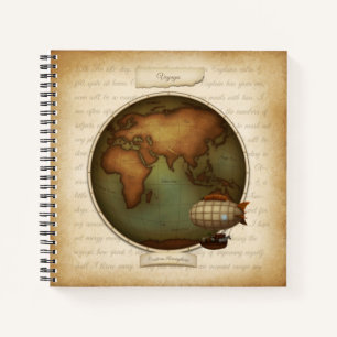 Personalized World Hemispheres Map Journal Diary 2