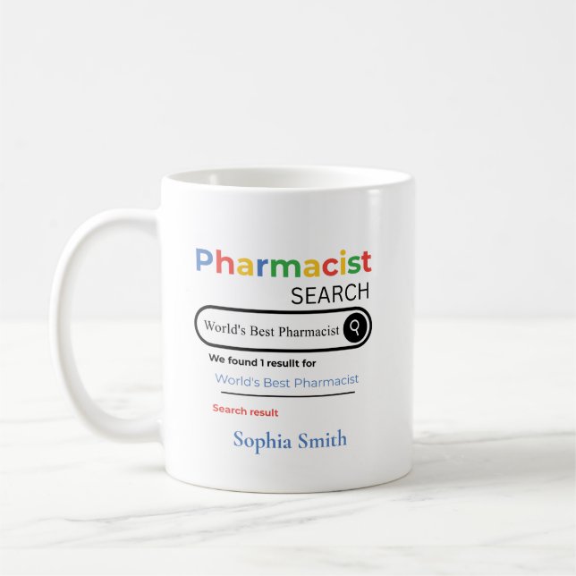 Personalized World’s Best Pharmacist Search Result Coffee Mug (Left)