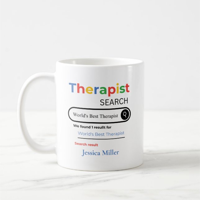Personalized World’s Best Therapist Search Result Coffee Mug (Left)
