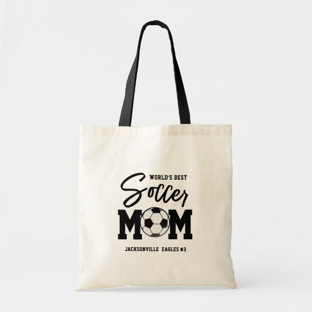 Personalized World's Best Soccer Mom Gift for Mom  Tote Bag (Front)