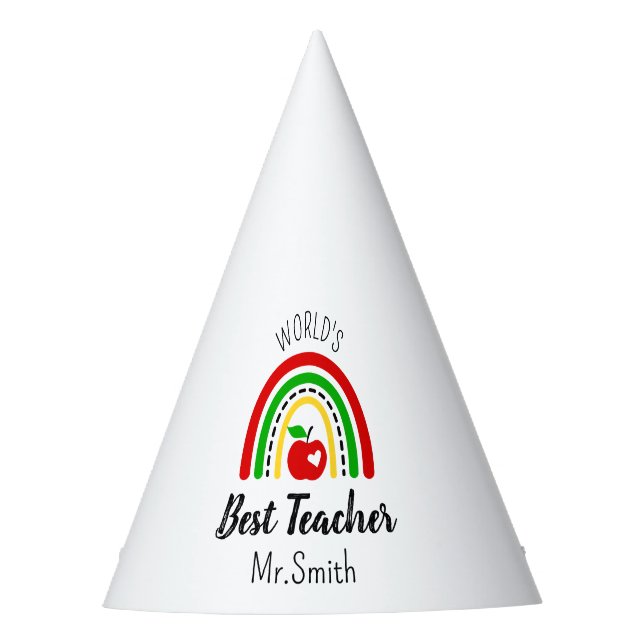 Personalized World's Best Teacher Party Hat (Front)