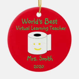 Personalized World's Best Virtual Learning Teacher Ceramic Tree Decoration