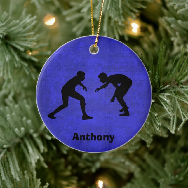 Personalized Wrestler Silhouettes Christmas Ceramic Tree Decoration (Tree)