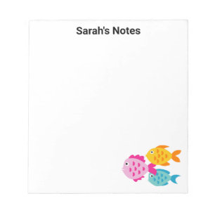 Personalized writing notepads with cute sea fish