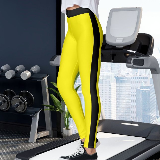 Personalized Yellow And Black Stripes Custom Made Leggings (Creator Uploaded)