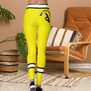 Personalized Yellow Black White Pet Mama Stripes Leggings