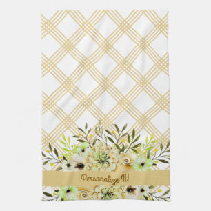 PERSONALIZED Yellow Floral Kitchen Towel