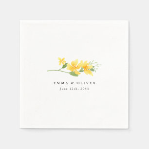 Personalized Yellow Floral Rose Wedding Napkins