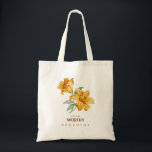 Personalized Yellow Lily Floral motivational Tote Bag<br><div class="desc">Elegant customizable floral design featuring beautiful golden yellow lilies with soft green leaves on a dark background. The top text area can be personalized with your own quote, name, word, or message, making this design perfect for inspirational gifts, personalized stationery, apparel, or home décor. The graceful lily flowers add a...</div>