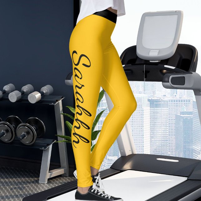 Personalized Yellow Orange Black Stripes Cute Gift Leggings (Creator Uploaded)