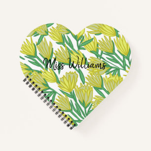 Personalized Yellow Original Art Floral Design  Notebook